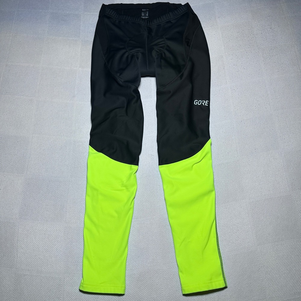 Gore Wear Cycling Tights Mens XL Windstopper Padded Thermal Fleece Lined Black